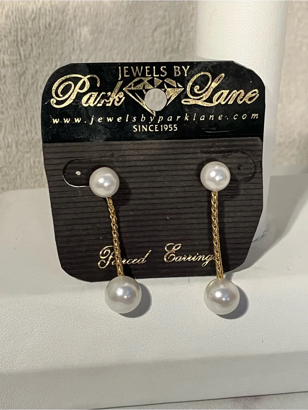 Park Lane Gold-Tone Double Pearl Drop Earrings Shannel design
